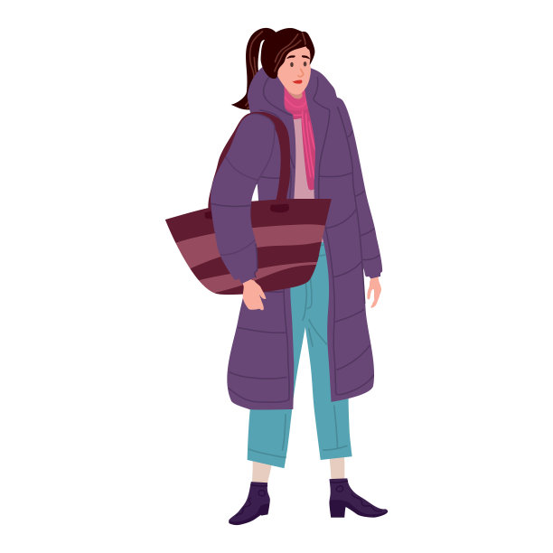 年轻的女人在秋天时髦的衣服街时尚的风格比穿女性。流行向量风格孤立图片下载