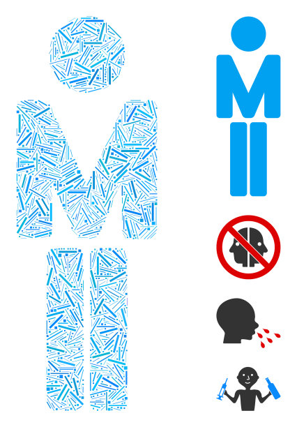 线性男人图标拼贴画图片下载