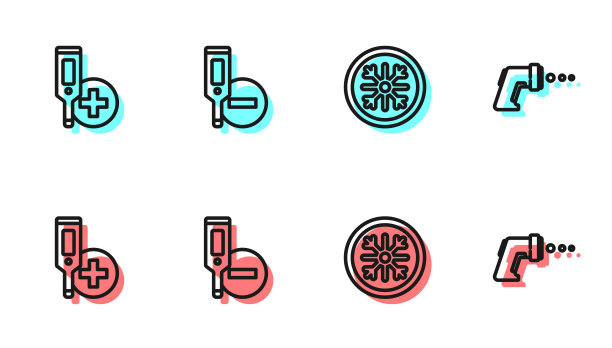 设置线雪花，数字温度计，和图标。向量图片下载