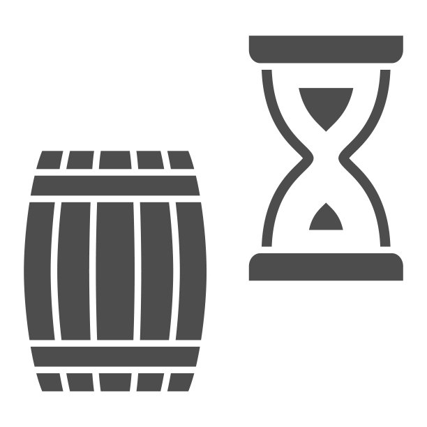 葡萄酒节概念：桶和沙漏葡萄酒陈酿图标图片下载