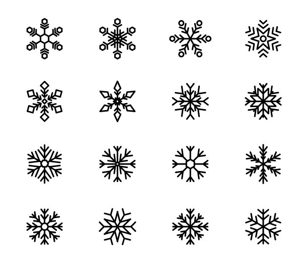 一组雪花图标。雪花收集。冬季元素的圣诞横幅。图片下载