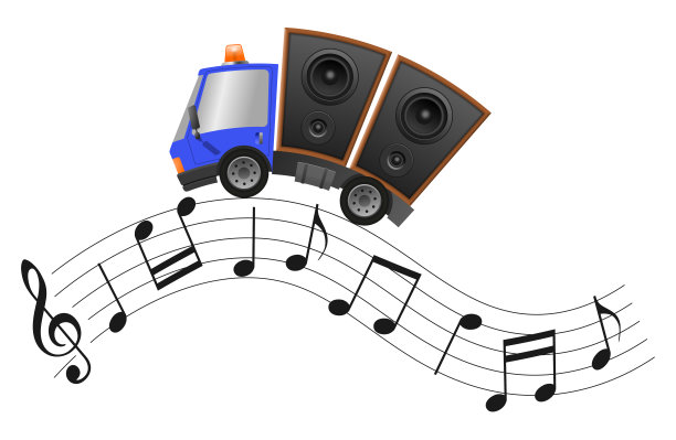 汽车和高保真扬声器插图图片下载