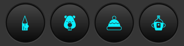 设置原木，海狸动物，无檐帽和枫糖浆图标。向量图片下载