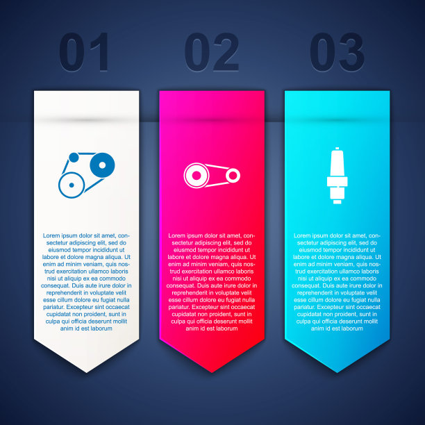 设置同步带套件，汽车火花塞。业务信息模板。向量图片下载