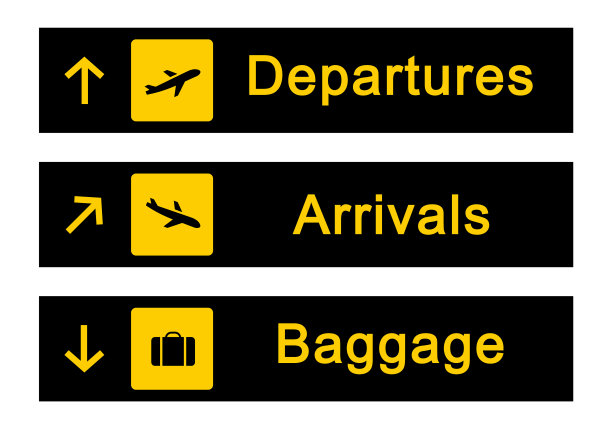 机场的迹象。机场方向的旗帜。图片下载