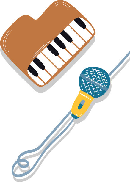 钢琴乐器和麦克风图片下载