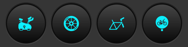 设置固定自行车，自行车车轮，框架和图标。向量图片下载