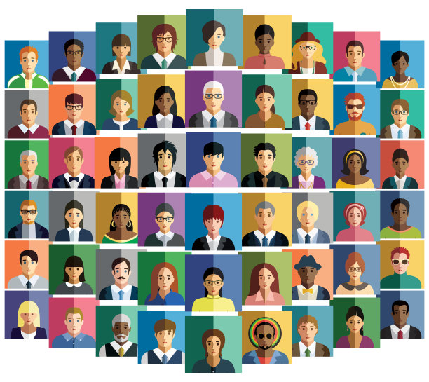 一个抽象方案的矢量插图，其中包含人物图标。图片下载