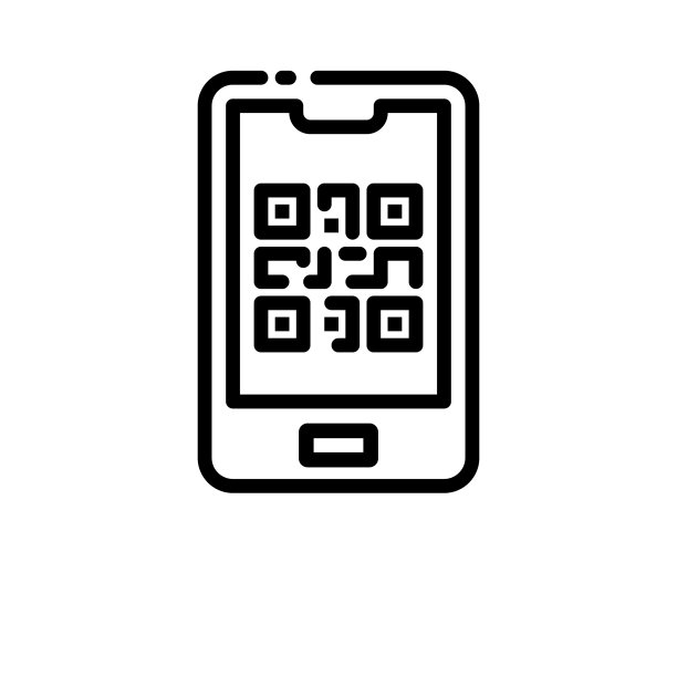白色背景上的二维码轮廓风格图标设计图片下载