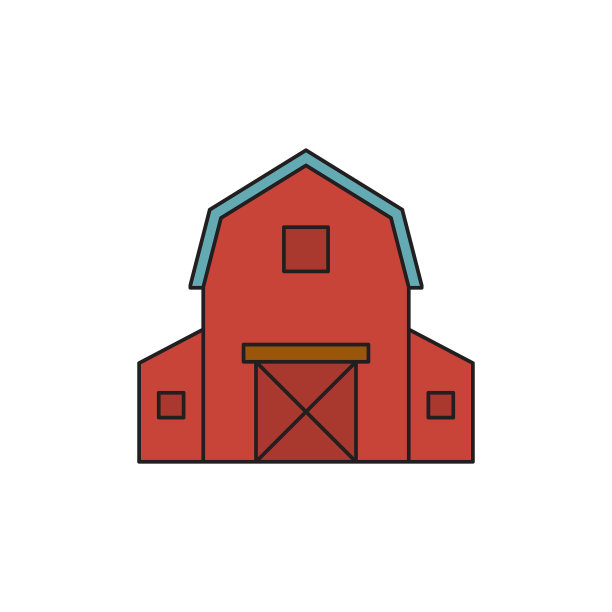 农场谷仓图标符号孤立在白色背景图片下载