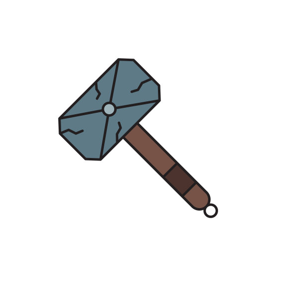 游戏锤子图标象征游戏孤立的白色图片下载