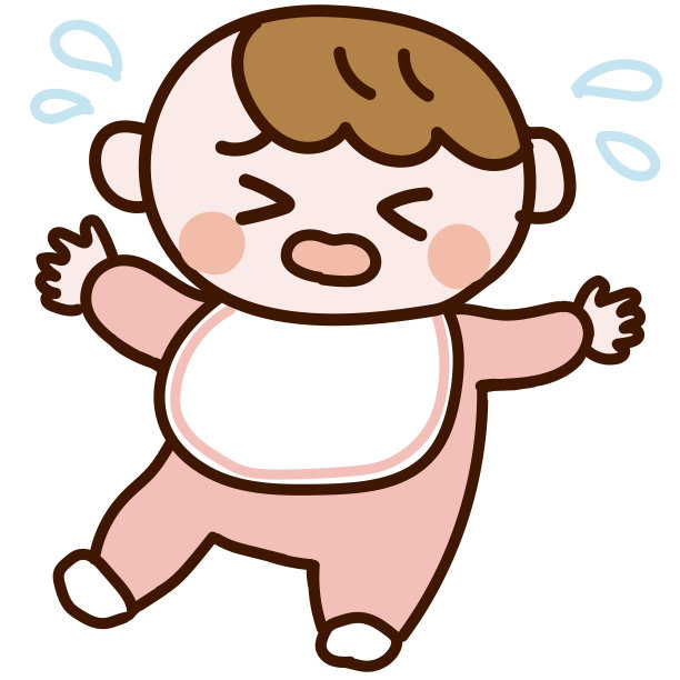 穿着粉红色衣服哭泣的婴儿的插图图片下载