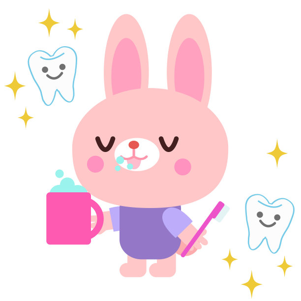 刷牙兔子插图图片下载