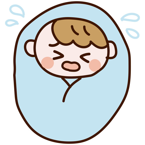 一个婴儿在蓝色襁褓中哭泣的插图图片下载