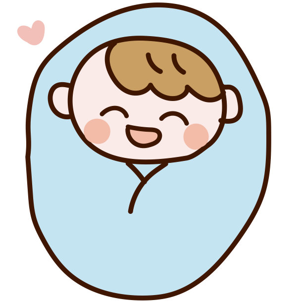 一个婴儿抱着蓝色襁褓看起来很开心的插图图片下载