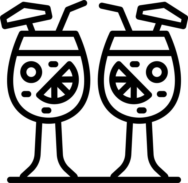 两个热带鸡尾酒图标轮廓风格图片下载