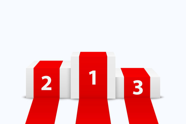 矢量3d现实白色获奖者领奖台与红毯特写孤立在白色背景。颁奖典礼的舞台，基座。设计模板图片下载