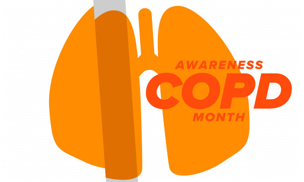 11月COPD宣传月。慢性阻塞性肺疾病。每年在美国庆祝。医疗保健和意识设计。海报、卡片、横幅和背景。向量图片下载