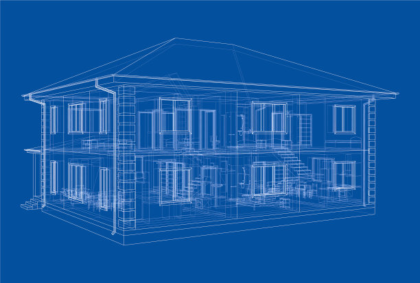 一所房子的抽象素描图片下载