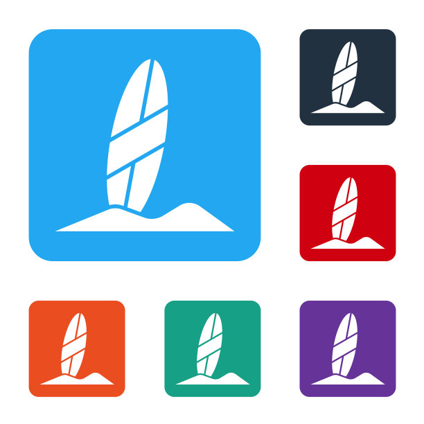 白色冲浪板图标孤立在白色背景图片下载