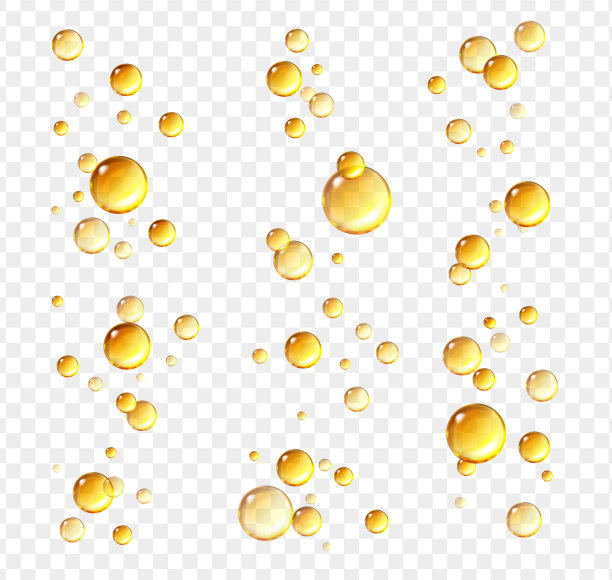 金色的油泡逼真的油滴化妆品图片下载