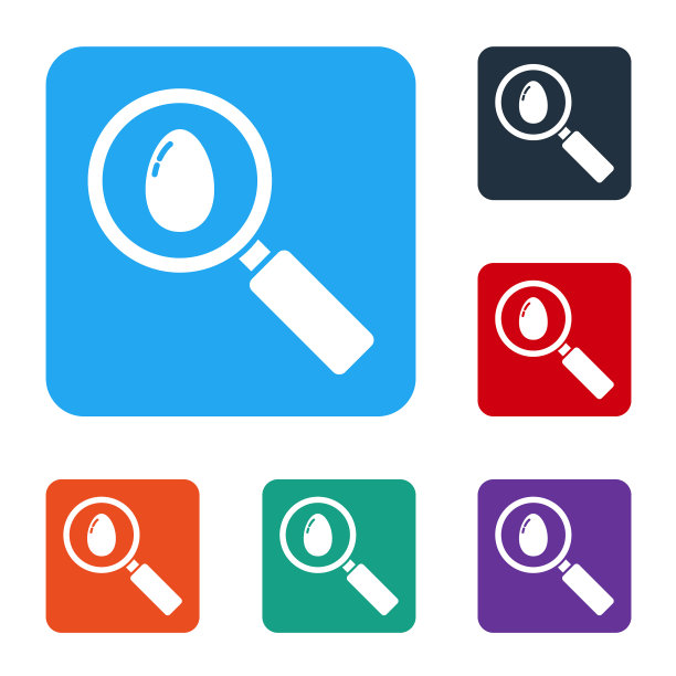 白色搜索和复活节彩蛋图标孤立上白色图片下载