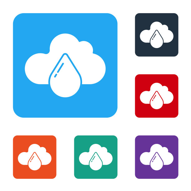 白色的云与雨的图标孤立在白色图片下载