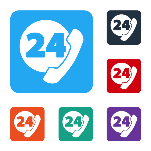 白色电话24小时支持图标隔离图片下载