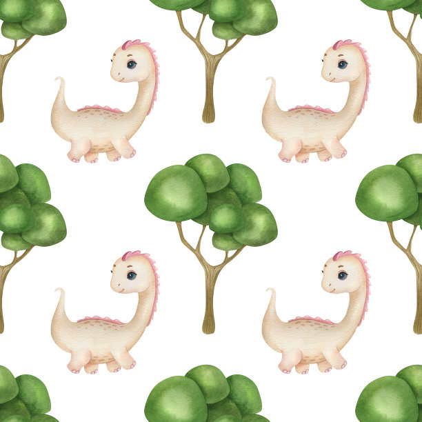 水彩恐龙模式图片下载