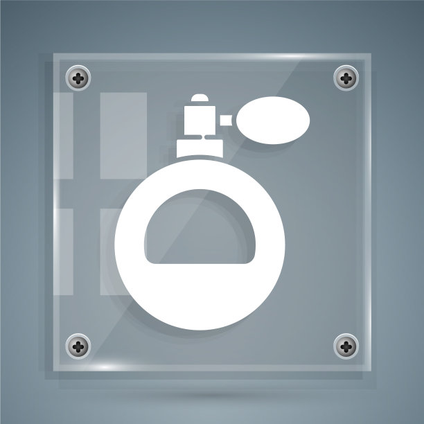 白色香水图标孤立在灰色背景图片下载