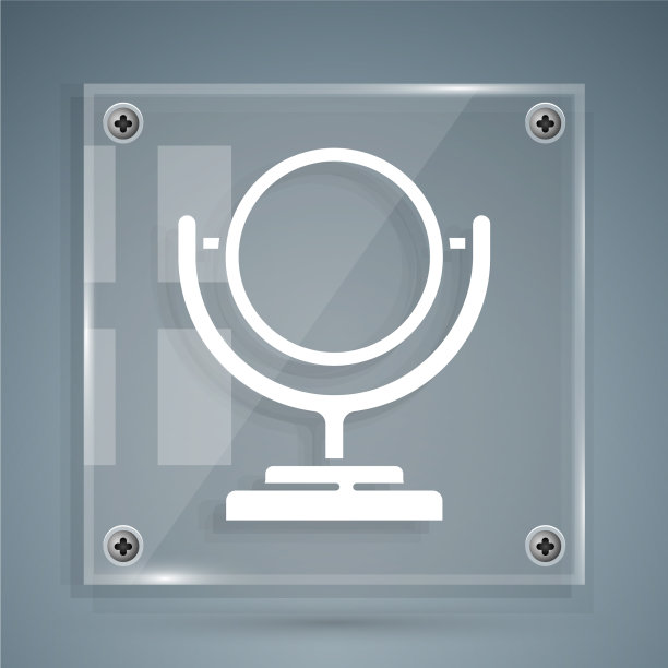 白色圆形化妆镜图标孤立在灰色图片下载