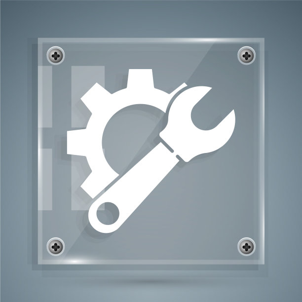 白色扳手扳手和齿轮图标隔离图片下载