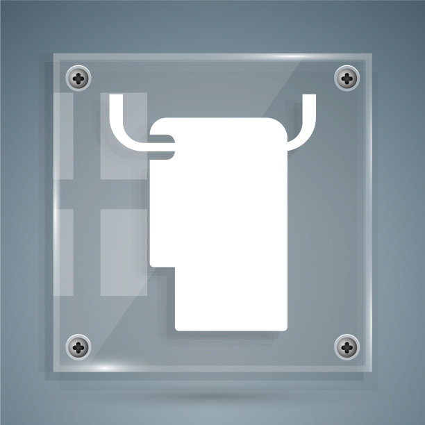 白色毛巾在衣架上图标孤立在灰色图片下载