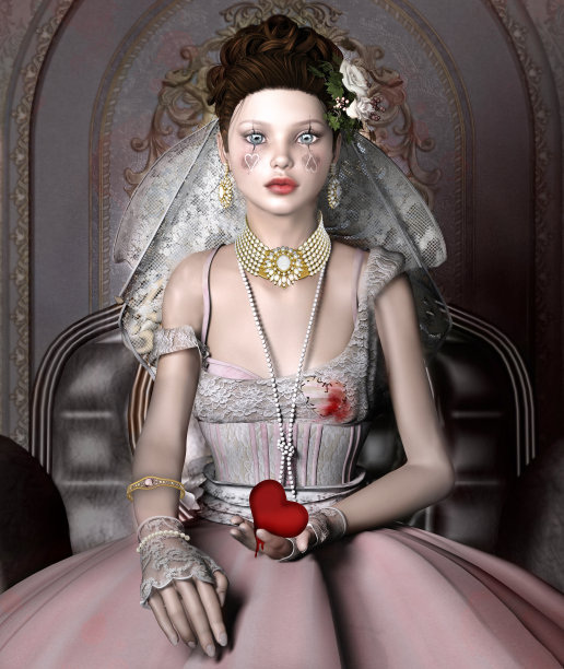 穿着白色婚纱的哥特式新娘图片下载