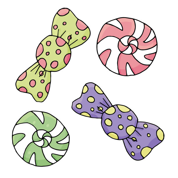 糖果焦糖，棒棒糖，卡哇伊糖果，矢量，可爱的孩子绘图图片下载