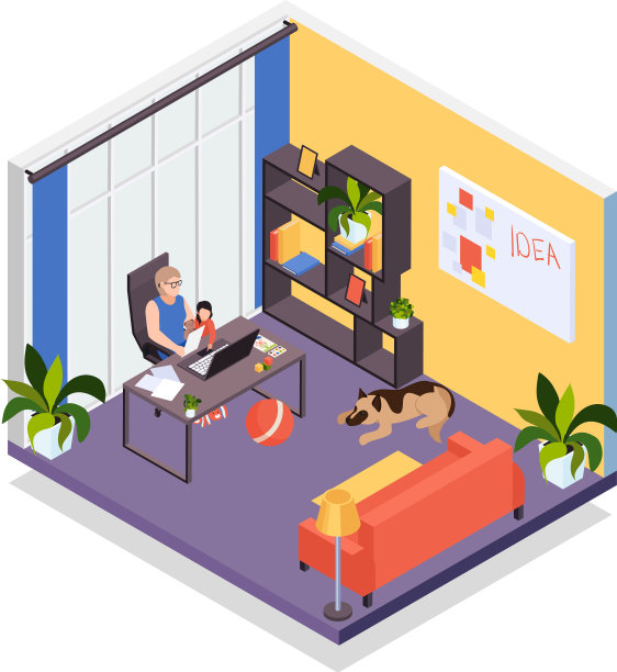 远距离工作等距构图图片下载