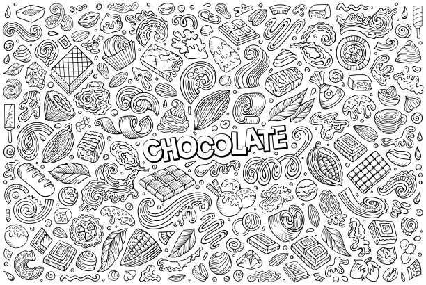 涂鸦卡通巧克力主题物品图片下载