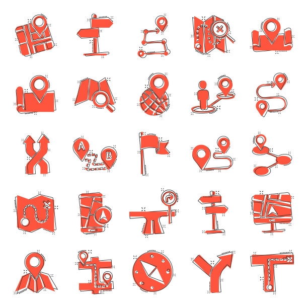 导航图标设置在漫画风格的GPS方向图片下载