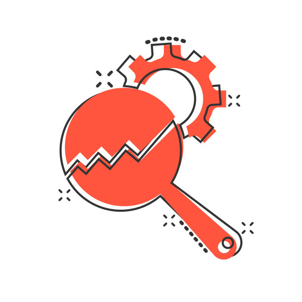 放大镜与齿轮图标在漫画风格放大图片下载