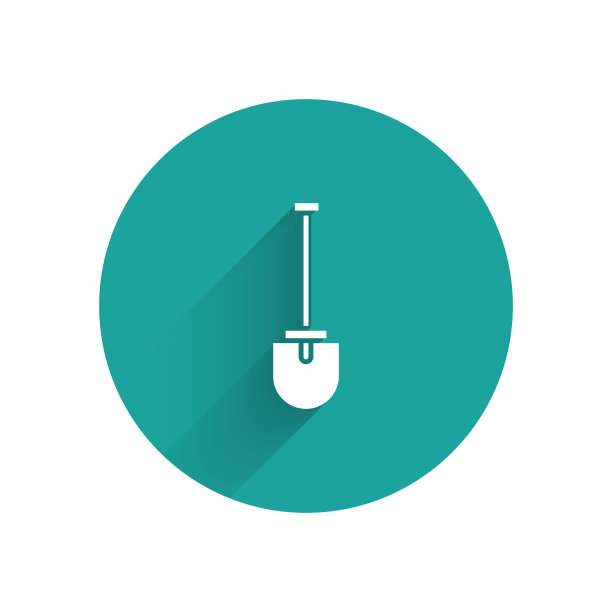 白色铲子图标孤立与长影子图片下载