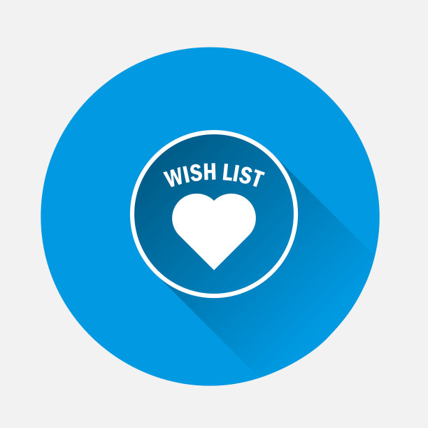 愿望列表图标上的蓝色背景平面图像图片下载