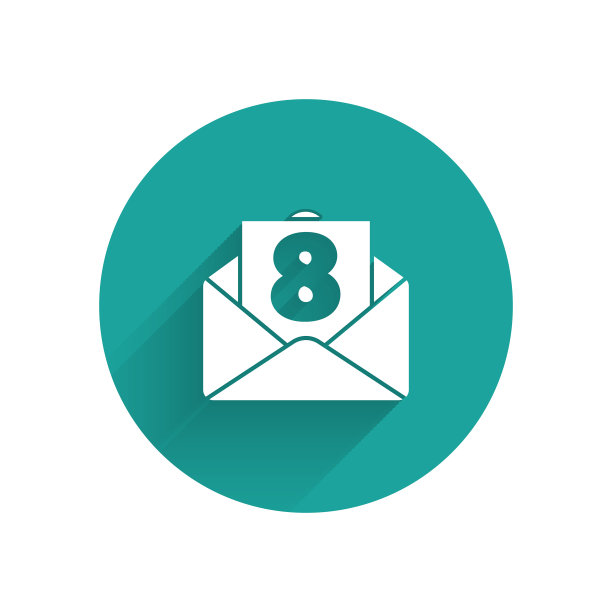 白色信封与8月图标孤立图片下载