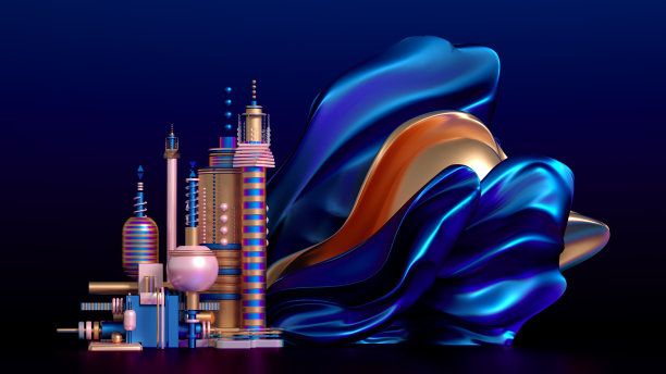 现代极简主义的未来主义背景与立方体和球。3d渲染，3d渲染。图片下载