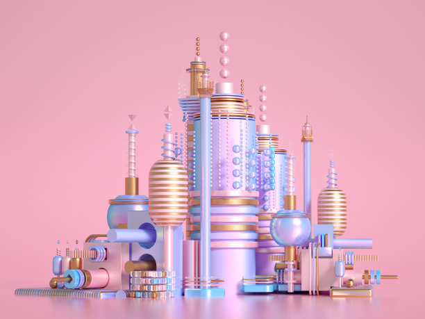 现代极简主义的未来主义背景与立方体和球。3d渲染，3d渲染。图片下载