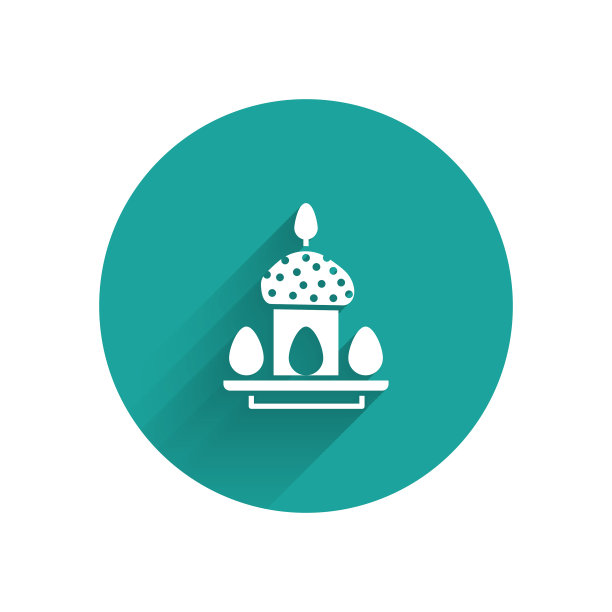 白色复活节蛋糕和鸡蛋的图标隔离与长图片下载