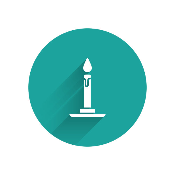 白色燃烧的蜡烛在烛台图标孤立图片下载