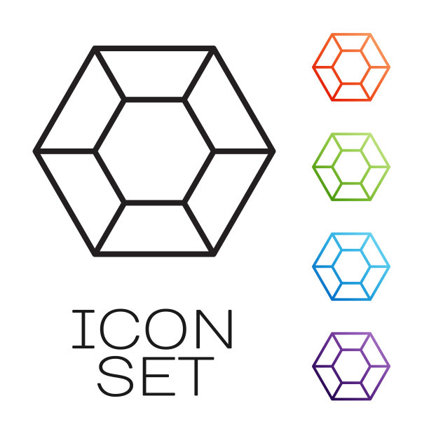 黑线魔法石图标孤立在白色上图片下载