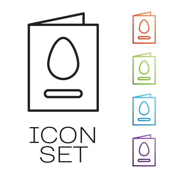 黑色线贺卡与快乐复活节图标图片下载