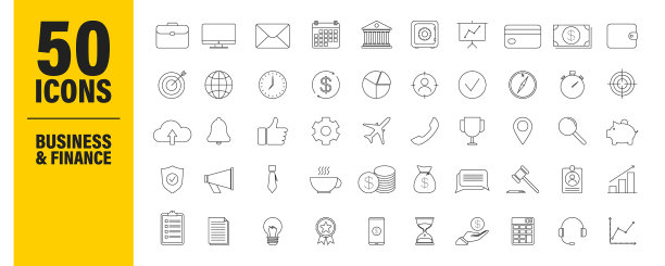 商业和金融50行信息图表集图标图片下载