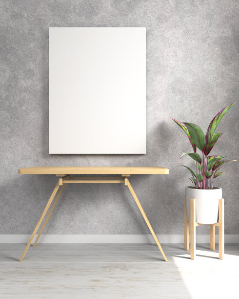 墙上挂着植物的空白边框图片下载